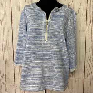Weekends By Chico's 3/4 Sleeve Zip Top